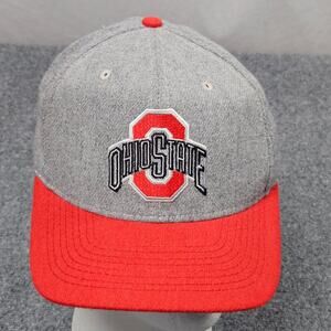 Ohio‎ State Buckeyes Hat University Square Snapback Wool Gray Red Made USA